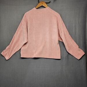 Madewell Top Women Large Pink Long Sleeve Stretch Textured Preppy Casual